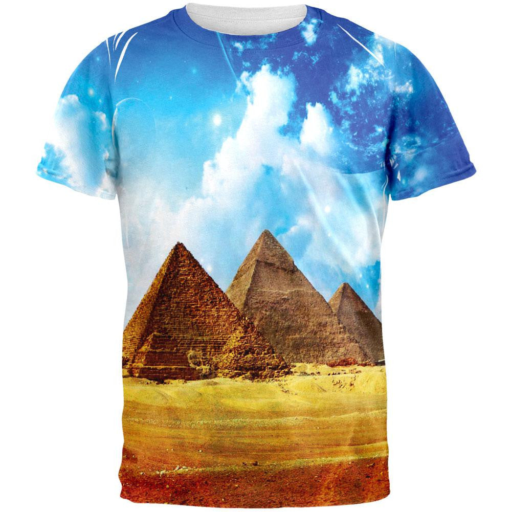 Pyramids All Over Adult T-Shirt Men's T-Shirts Old Glory 2XL White 