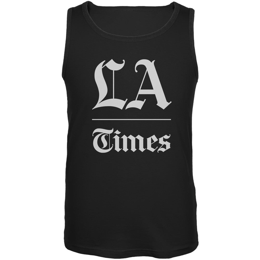 Los Angeles Times Stacked Logo Black Adult Tank Top Men's Tank Tops Los Angeles Times 2XL Black 