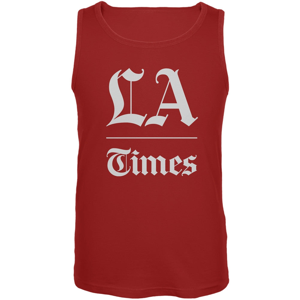 Los Angeles Times Stacked Logo Red Adult Tank Top Men's Tank Tops Los Angeles Times 2XL Red 