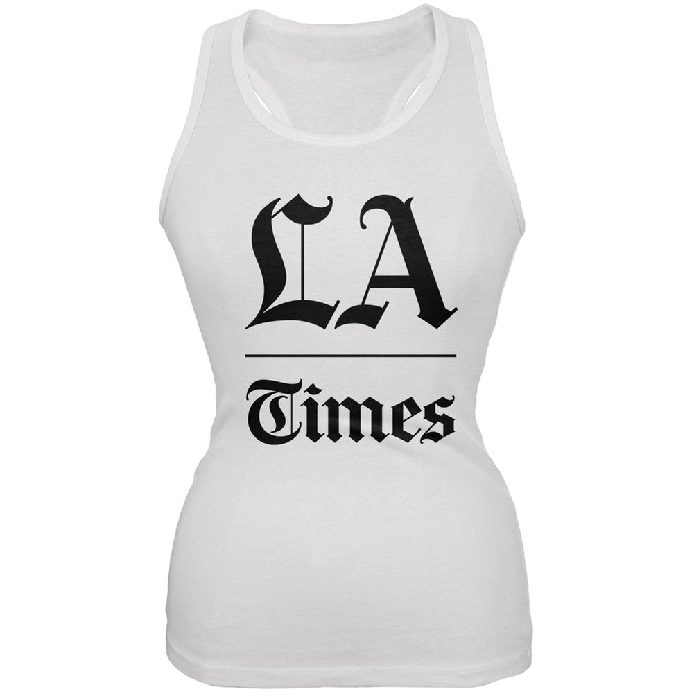 Los Angeles Times Stacked Logo White Juniors Soft Tank Top Juniors Tank Tops Los Angeles Times 2XL White 