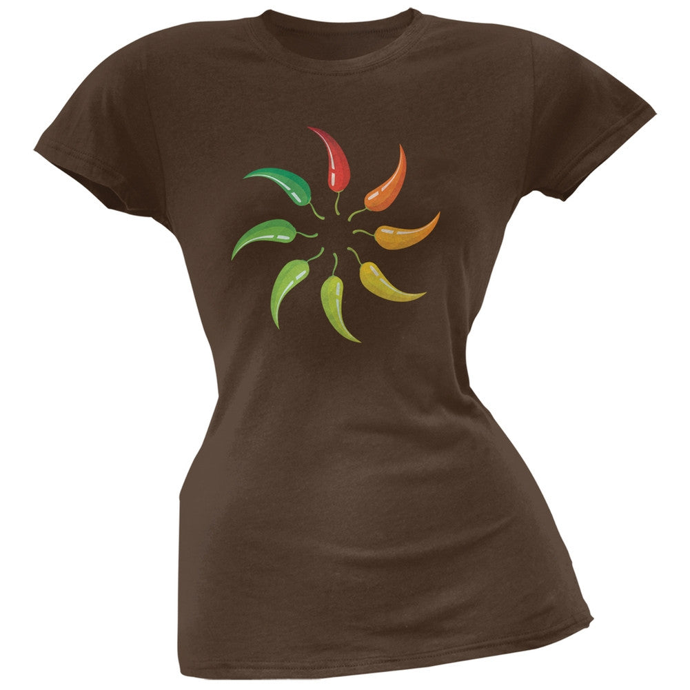 Cinco de Mayo - Jalapeno Pepper Wheel Orange Soft Juniors T-Shirt Juniors T-Shirts Old Glory   