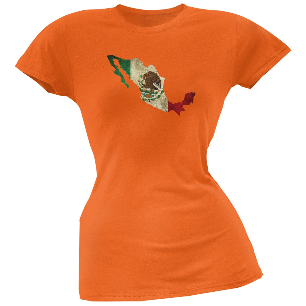 Cinco de Mayo - Mexico Silhouette Orange Soft Juniors T-Shirt Juniors T-Shirts Old Glory   