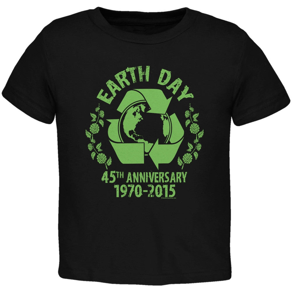 Earth Day - 45th Anniversary Black Toddler T-Shirt Toddler T-Shirts Old Glory 2T Black 