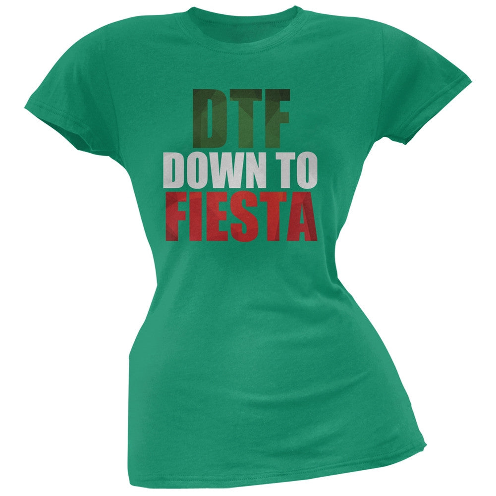 Cinco de Mayo - DTF, Down to Fiesta Kelly Green Soft Juniors T-Shirt Juniors T-Shirts Old Glory   