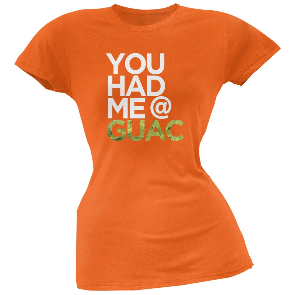 Cinco de Mayo - You Had Me at Guac Orange Soft Juniors T-Shirt Juniors T-Shirts Old Glory   