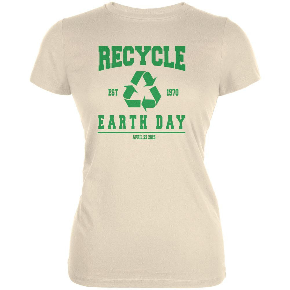 Earth Day - Recycle 1970 Cream Juniors Soft T-Shirt Juniors T-Shirts Old Glory 2XL Off-White 