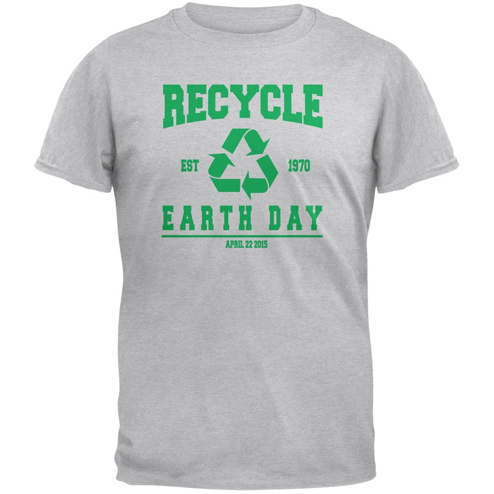 Earth Day - Recycle 1970 Light Heather Grey Adult T-Shirt Men's T-Shirts Old Glory 2XL Grey 