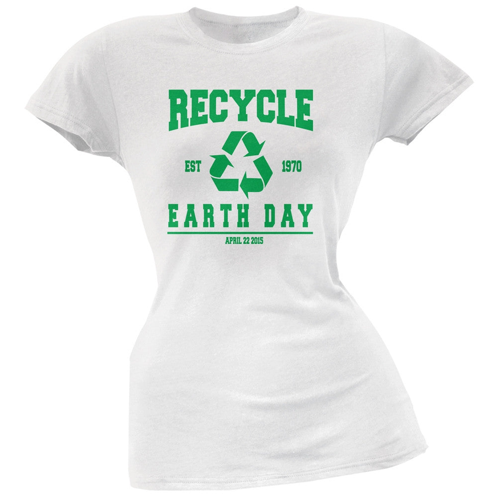 Earth Day - Recycle 1970 White Juniors Soft T-Shirt Juniors T-Shirts Old Glory 2XL White 