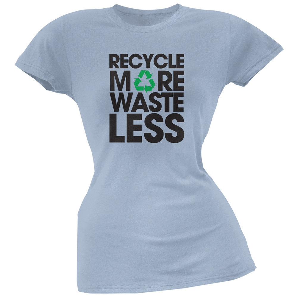 Earth Day - Recycle More Waste Less Light Blue Juniors Soft T-Shirt Juniors T-Shirts Old Glory 2XL Blue 