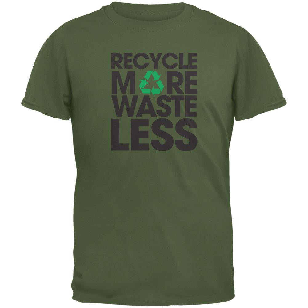 Earth Day - Recycle More Waste Less Military Green Adult T-Shirt Men's T-Shirts Old Glory 2XL Green 