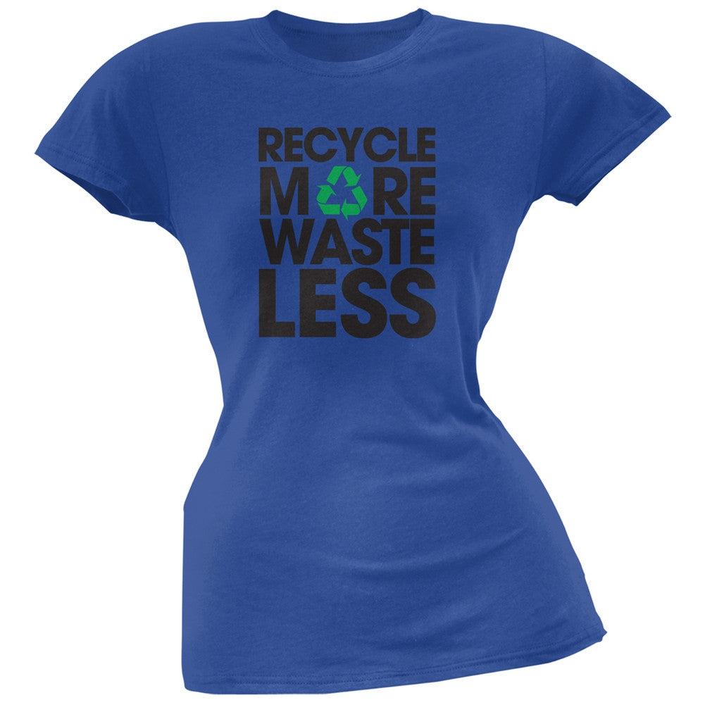 Earth Day - Recycle More Waste Less Royal Juniors Soft T-Shirt Juniors T-Shirts Old Glory 2XL Blue 