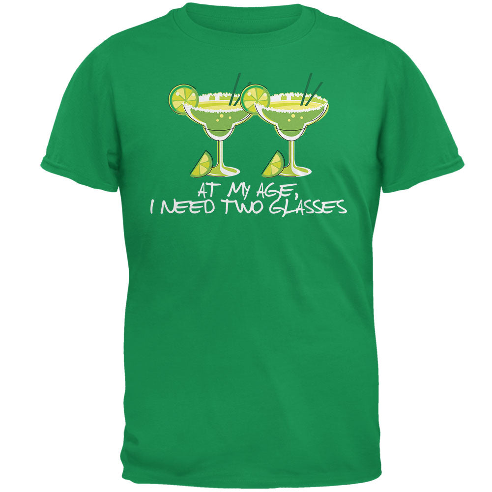 Cinco de Mayo - At My Age, I Need Two Glasses Irish Green Adult T-Shirt Men's T-Shirts Old Glory 2XL Green 