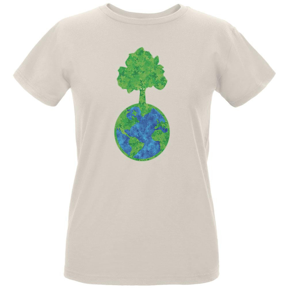 Earth Day - World Tree Women's Organic Natural T-Shirt Women's T-Shirts Old Glory LG Beige 