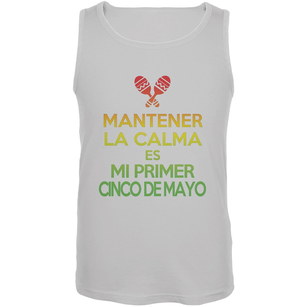 Cinco De Mayo - Mantener Calma Primer Cinco De Mayo White Adult Tank Top Men's Tank Tops Old Glory 2XL White 