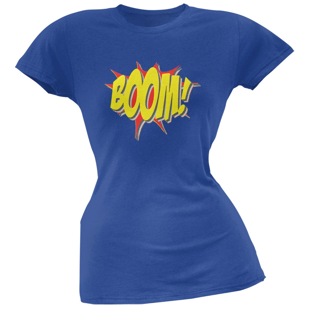 BOOM Comic Book Super Hero Royal Juniors Soft T-Shirt Juniors T-Shirts Old Glory SM Blue 