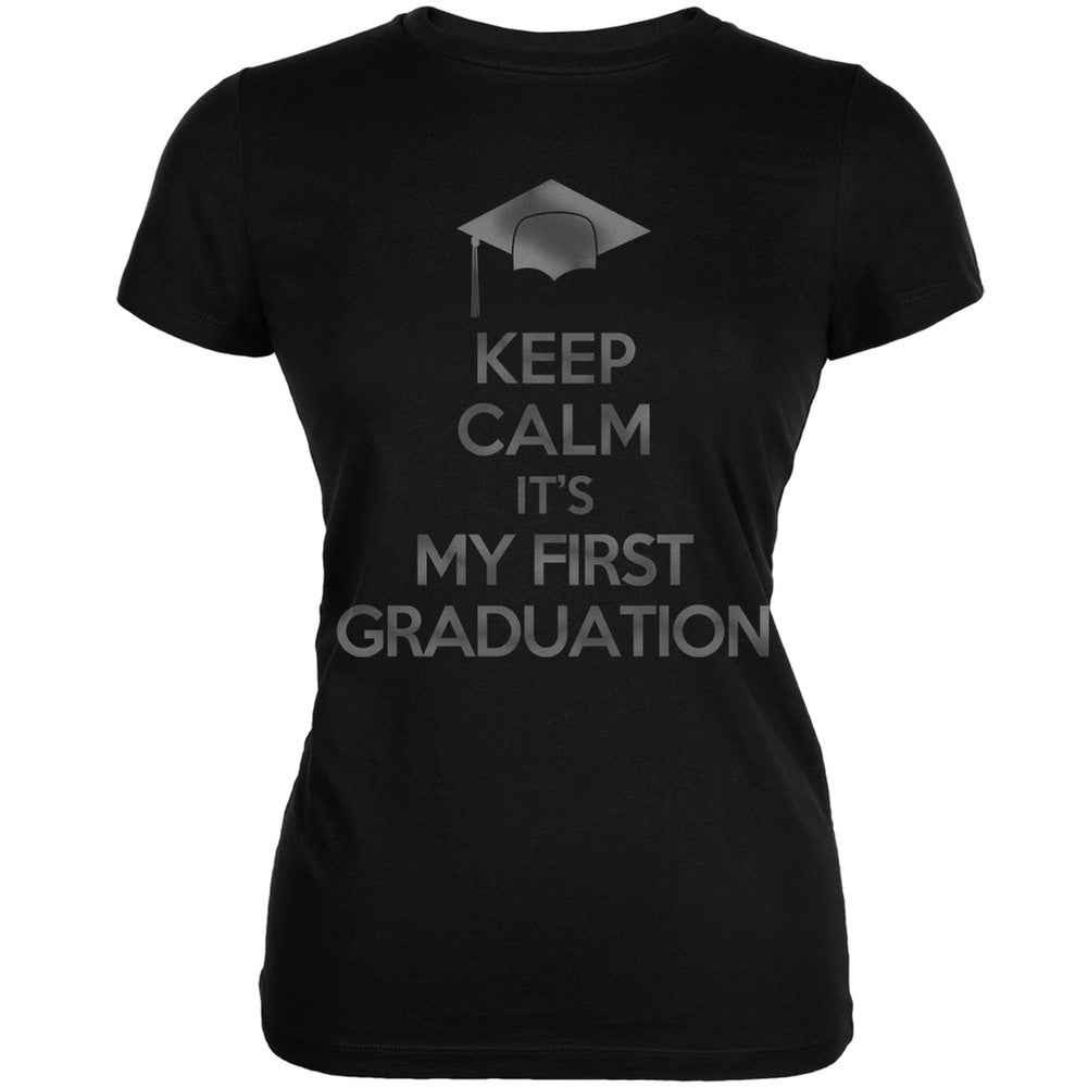 Keep Calm First Graduation Black Juniors Soft T-Shirt Juniors T-Shirts Old Glory 2XL Black 