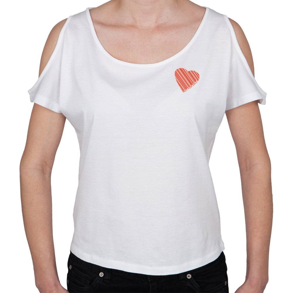 Heart Not For Sale White Juniors Open Shoulder Shirt Juniors T-Shirts Old Glory LG White 