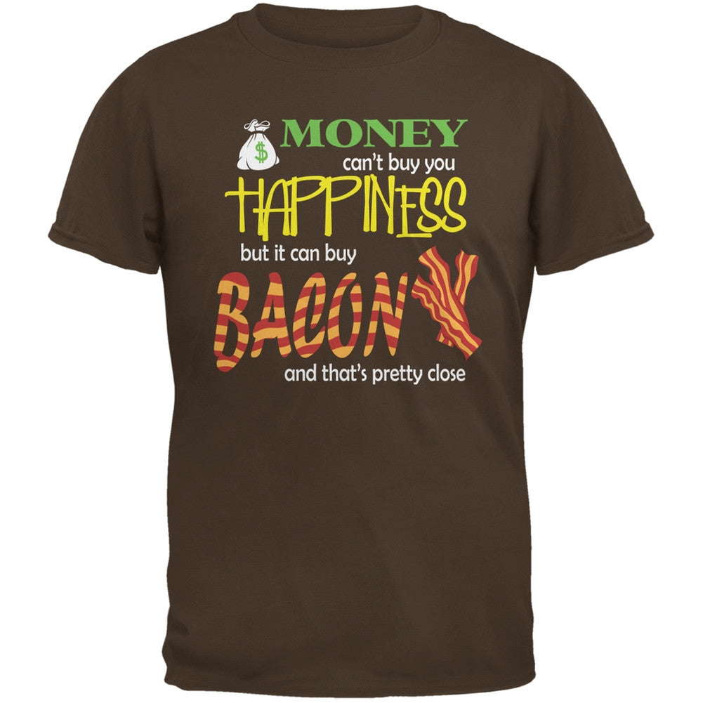 Money Happiness Bacon Funny Brown Adult T-Shirt Men's T-Shirts Old Glory 2XL Brown 