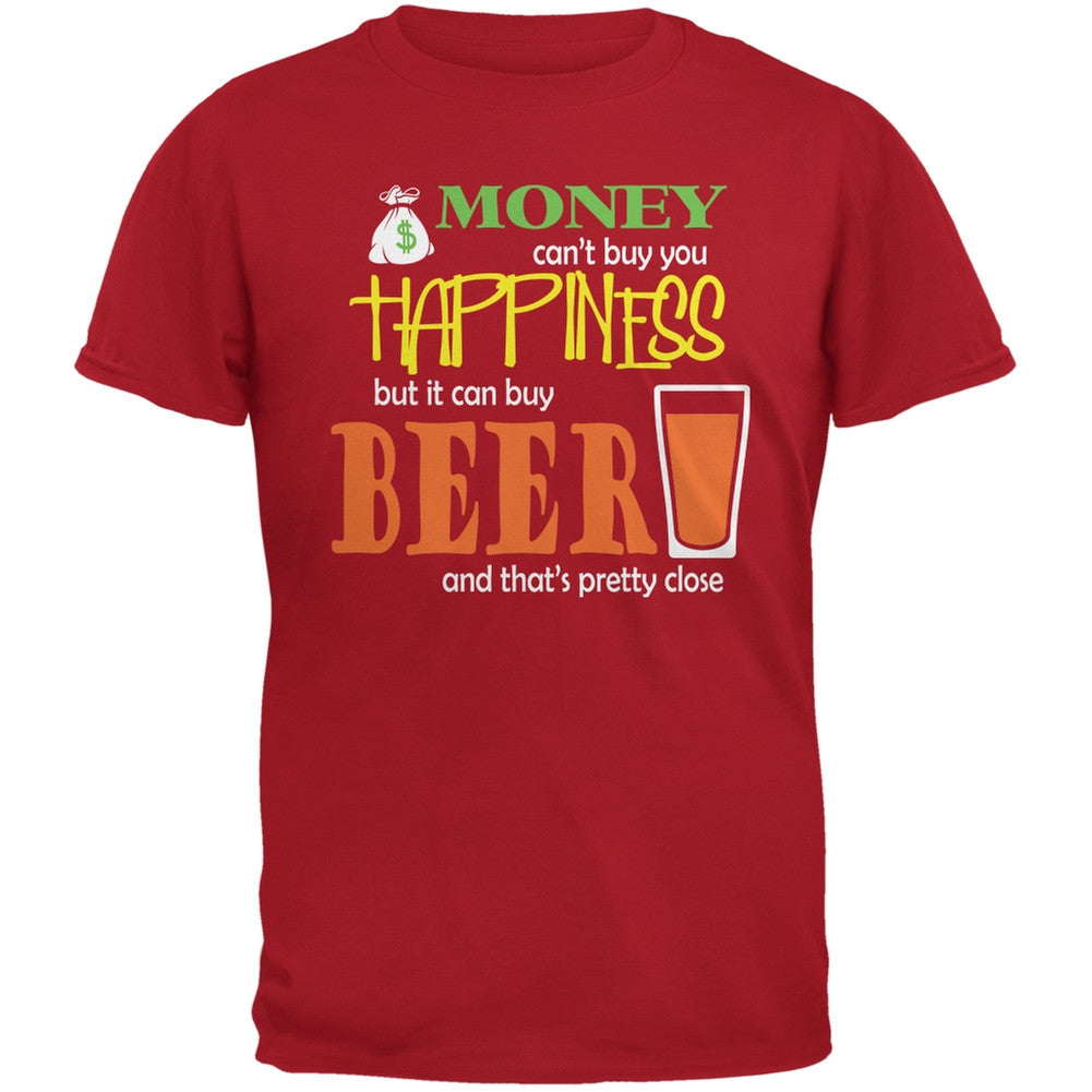 Money Happiness Beer Funny Red Adult T-Shirt Men's T-Shirts Old Glory SM Red 