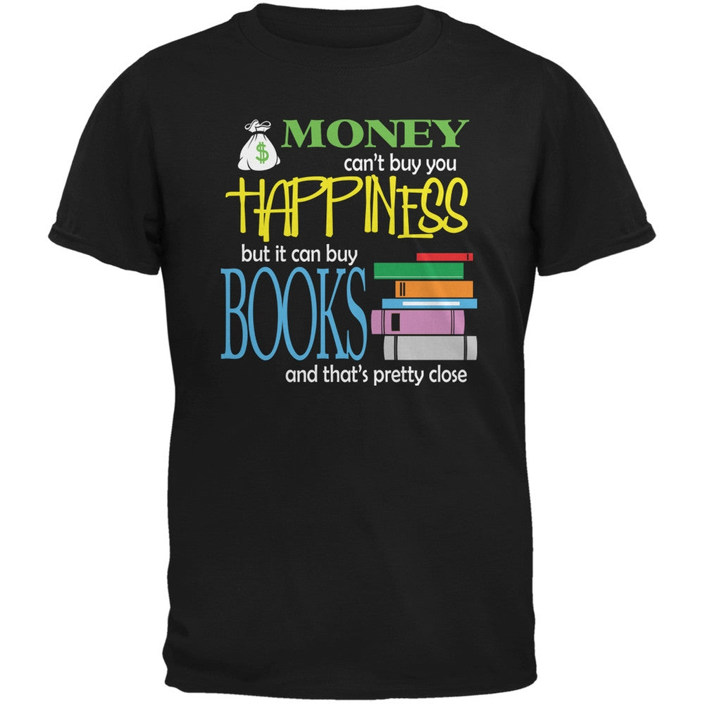 Money Happiness Books Funny Black Adult T-Shirt Men's T-Shirts Old Glory SM Black 