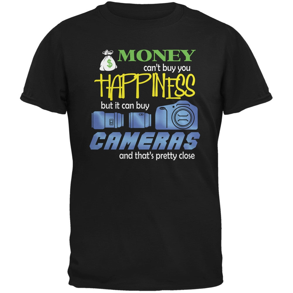 Money Happiness Cameras Funny Black Adult T-Shirt Men's T-Shirts Old Glory 2XL Black 