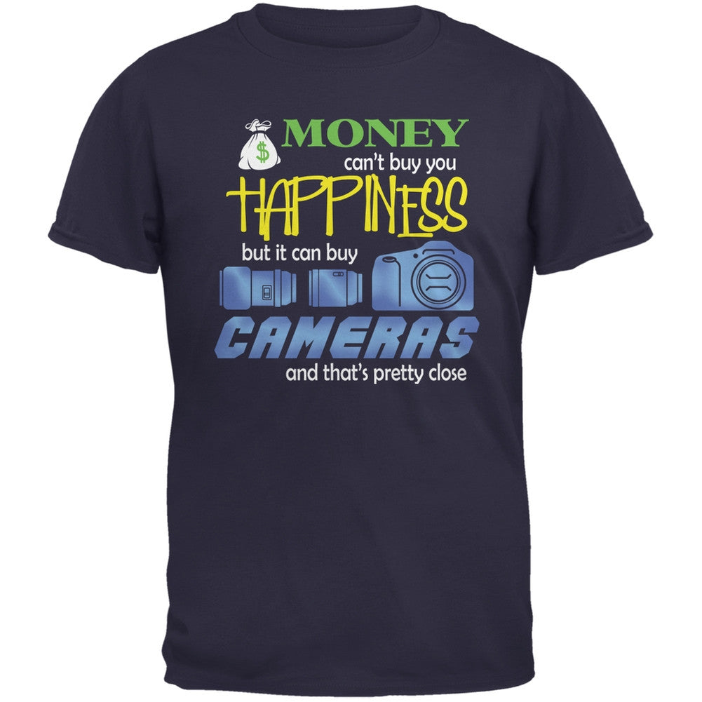 Money Happiness Cameras Funny Navy Adult T-Shirt Men's T-Shirts Old Glory 2XL Blue 