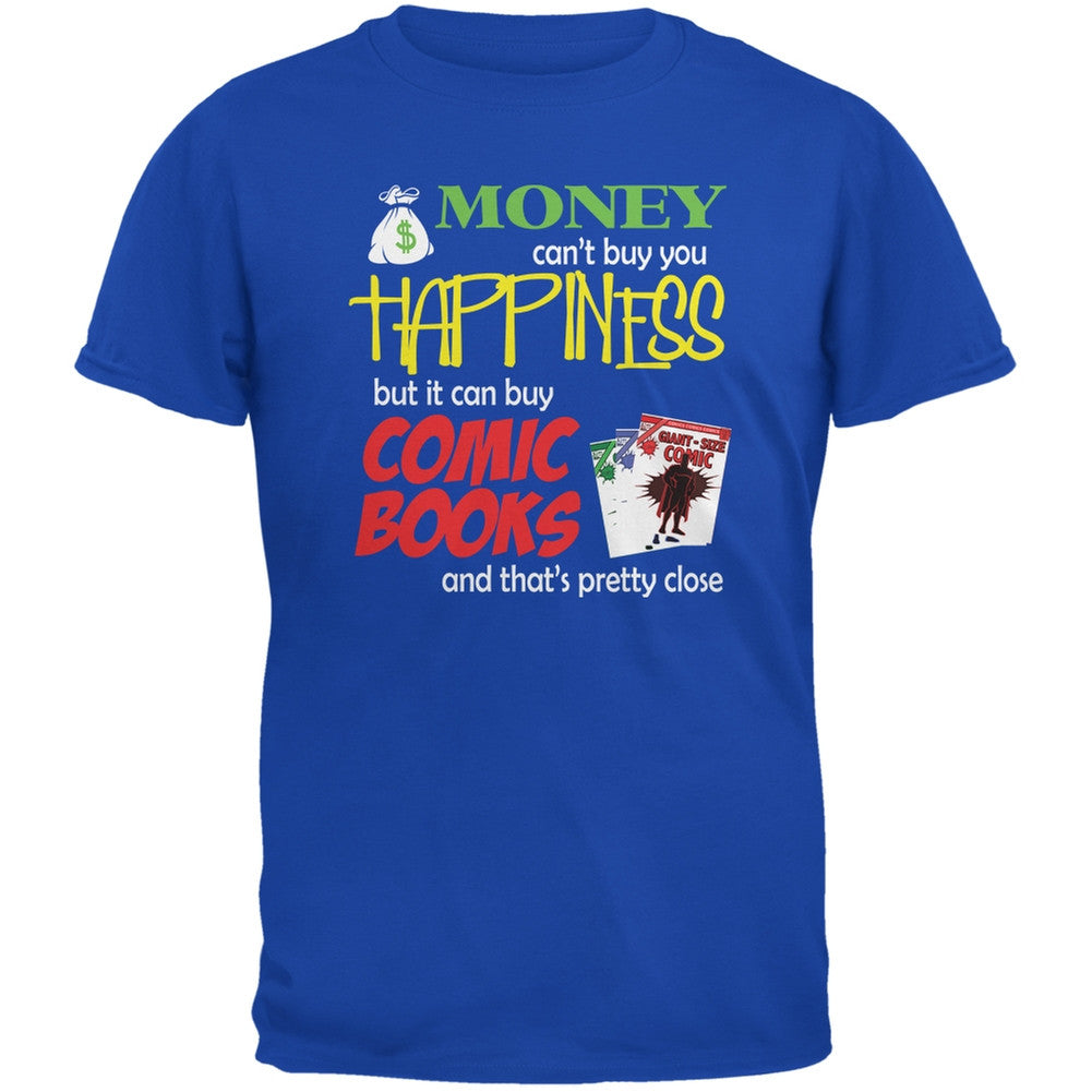 Money Happiness Comic Books Funny Royal Adult T-Shirt Men's T-Shirts Old Glory SM Blue 