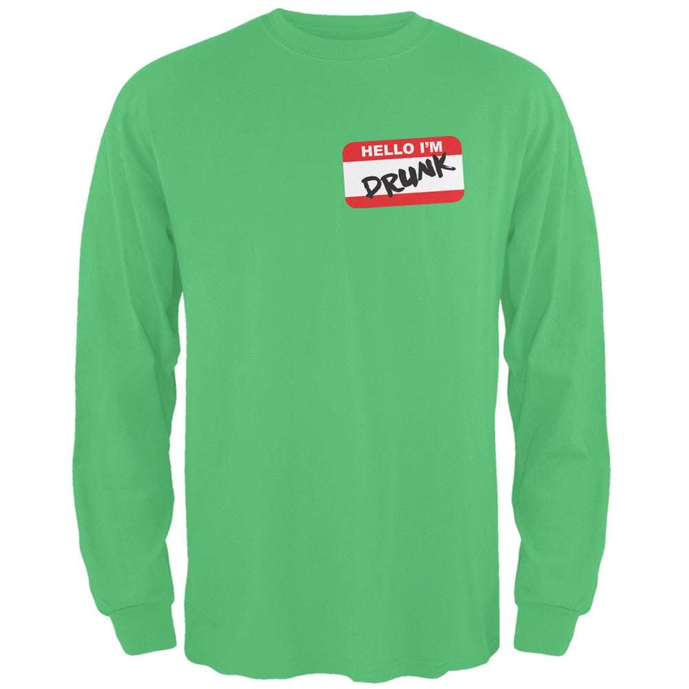 Hello Im Drunk Irish Green Adult Long Sleeve T-Shirt Men's Long Sleeves Old Glory SM Green 