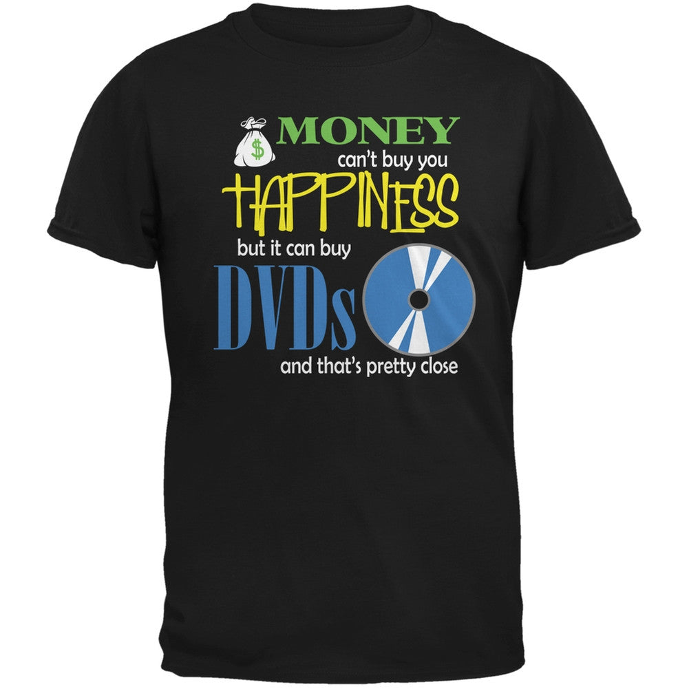 Money Happiness DVD Movies Funny Black Adult T-Shirt Men's T-Shirts Old Glory SM Black 