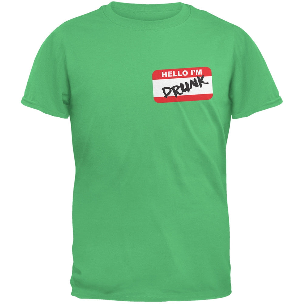 Hello Im Drunk Irish Green Adult T-Shirt Men's T-Shirts Old Glory SM Green 