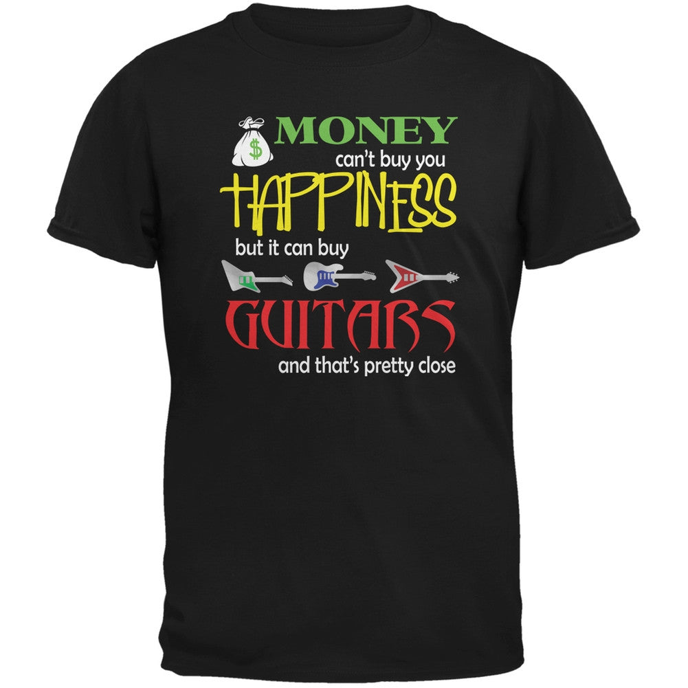 Money Happiness Guitars Funny Black Adult T-Shirt Men's T-Shirts Old Glory 2XL Black 