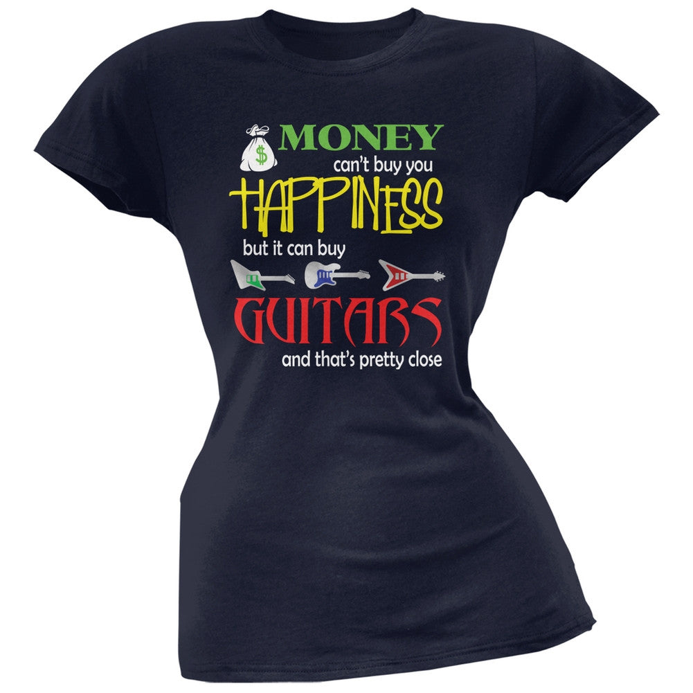 Money Happiness Guitars Funny Navy Juniors Soft T-Shirt Juniors T-Shirts Old Glory 2XL Blue 