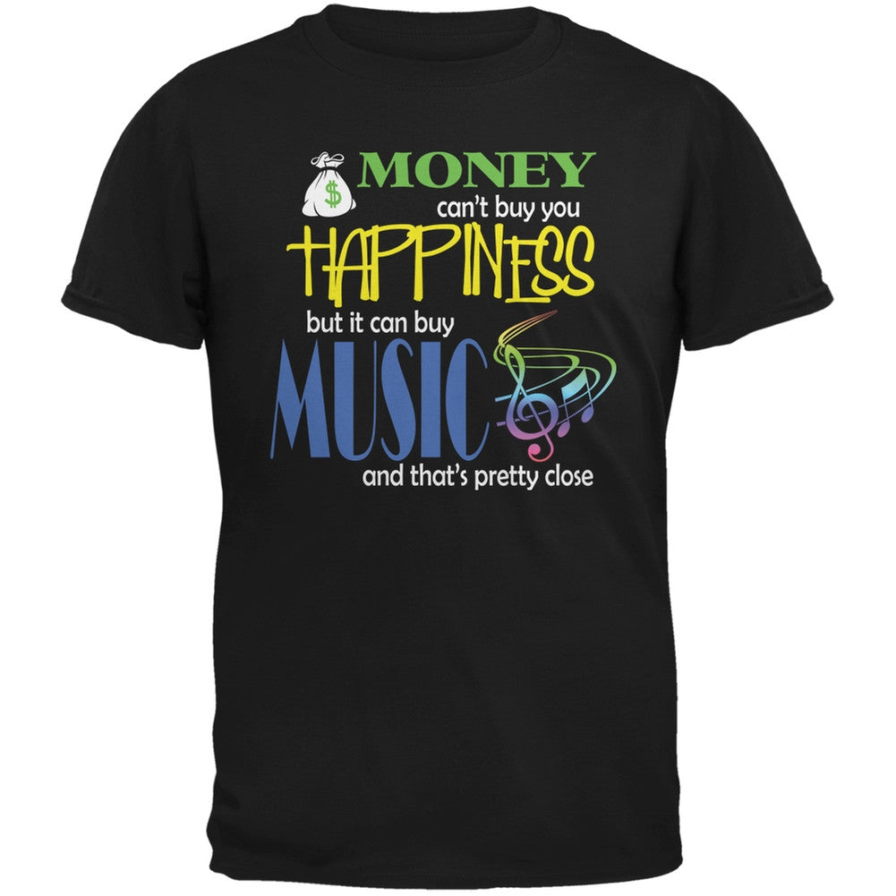 Money Happiness Music Funny Black Adult T-Shirt Men's T-Shirts Old Glory 2XL Black 