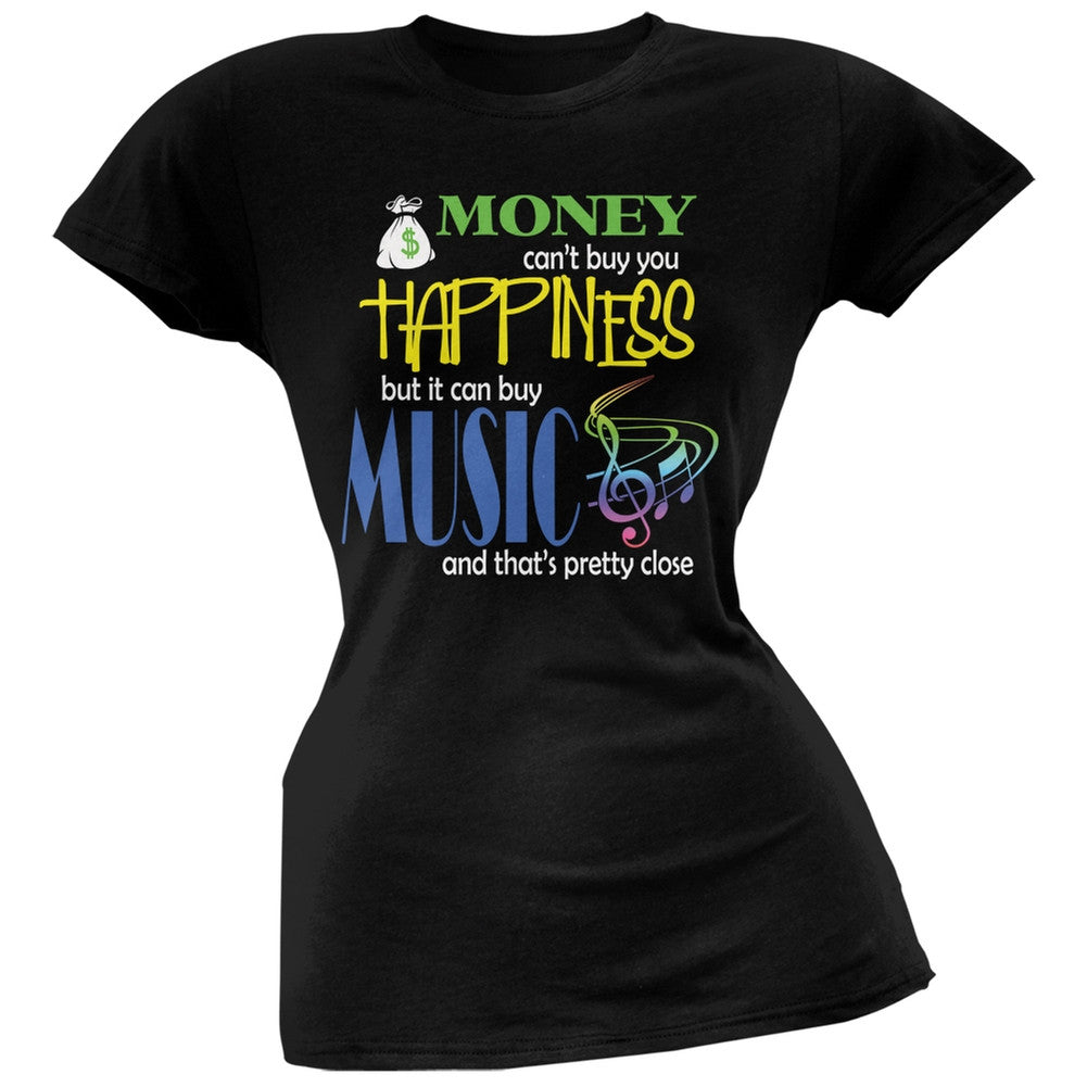 Money Happiness Music Funny Black Juniors Soft T-Shirt Juniors T-Shirts Old Glory 2XL Black 