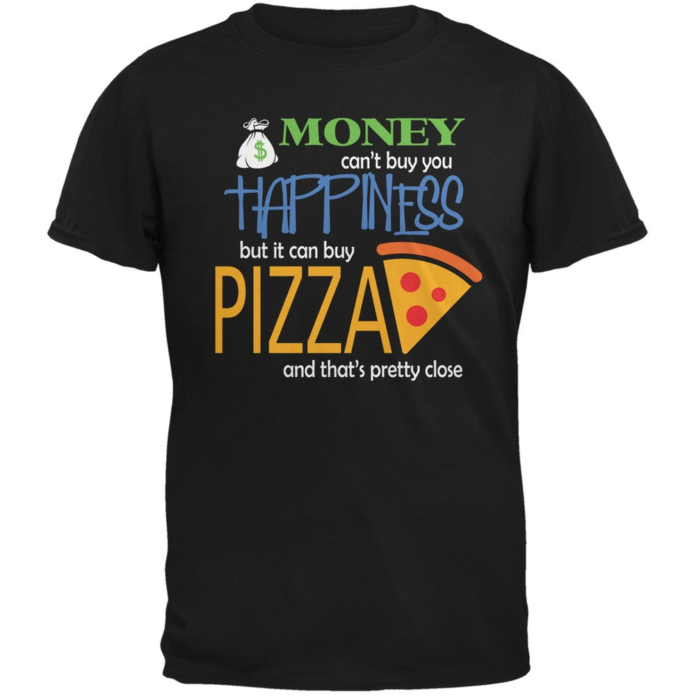 Money Happiness Pizza Funny Black Adult T-Shirt Men's T-Shirts Old Glory 2XL Black 