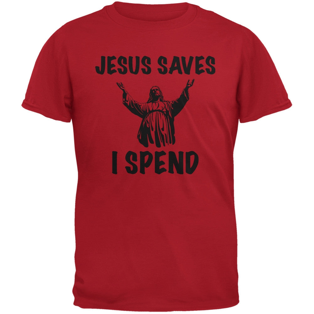 Jesus Saves, I Spend Red Adult T-Shirt Men's T-Shirts Old Glory 2XL Red 