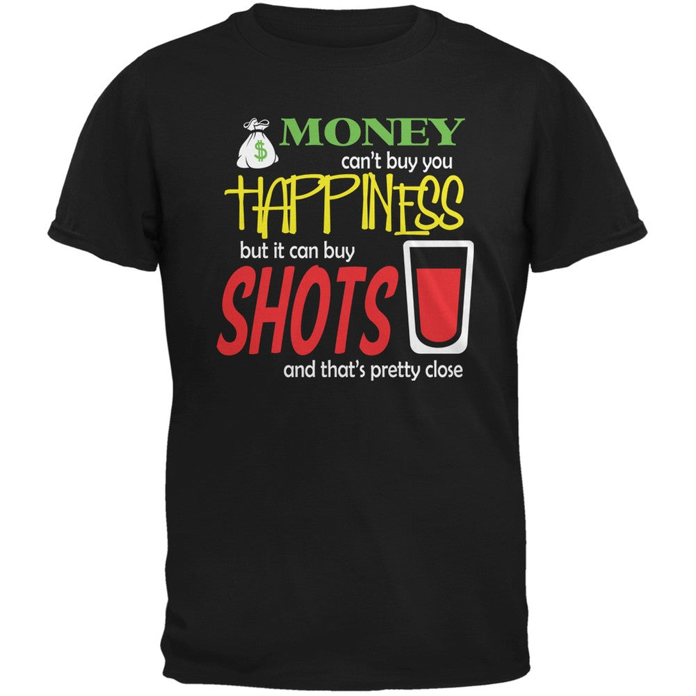 Money Happiness Shots Funny Black Adult T-Shirt Men's T-Shirts Old Glory 2XL Black 