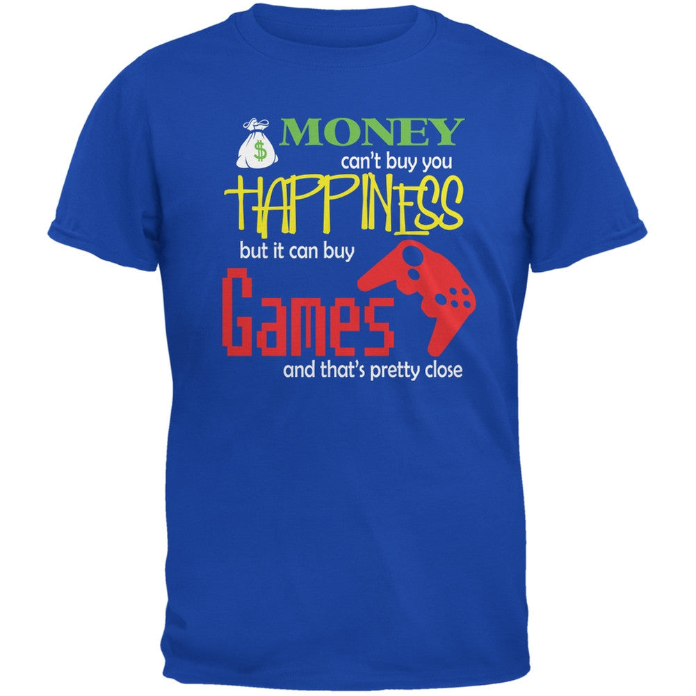 Money Happiness Video Games Funny Royal Adult T-Shirt Men's T-Shirts Old Glory 2XL Blue 