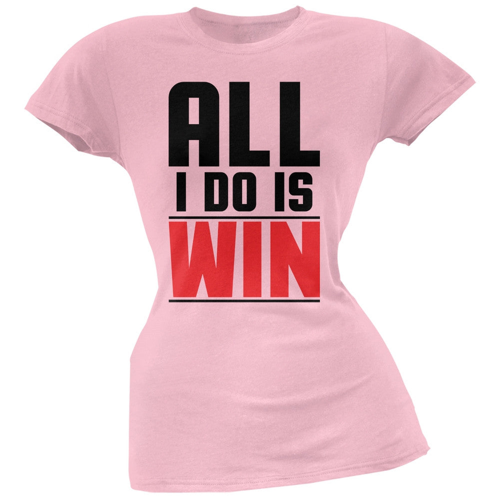 All I Do Is Win Pink Juniors Soft T-Shirt Juniors T-Shirts Old Glory 2XL Pink 