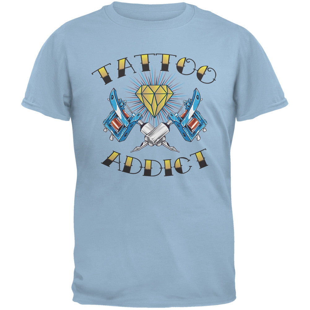 Tattoo Addict Light Blue Adult T-Shirt Men's T-Shirts Old Glory 2XL Blue 