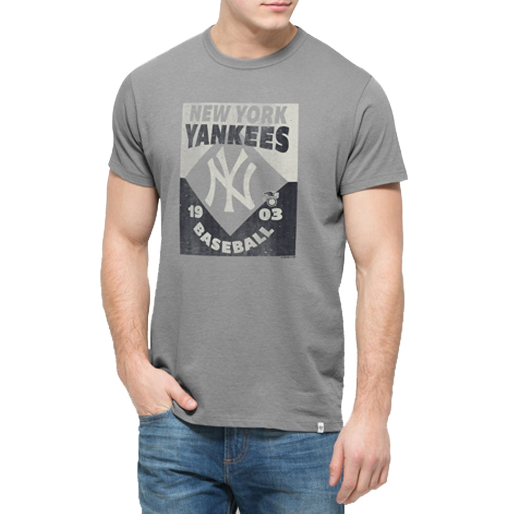 New York Yankees - Knockaround Flanker Logo T-Shirt Men's T-Shirts New York Yankees 2XL Grey 