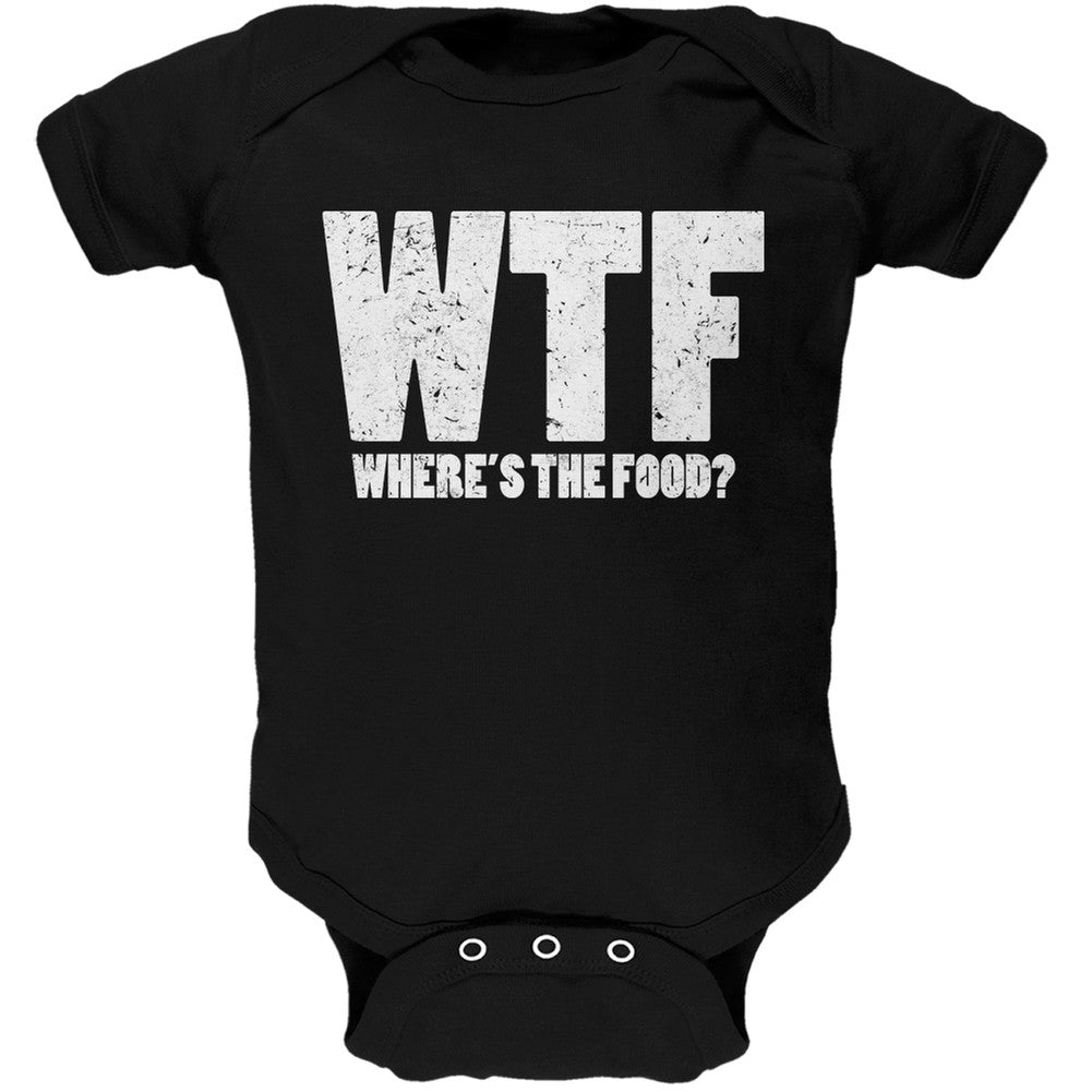 WTF (where's the food?) Black Soft Baby One Piece Baby One Piece Old Glory 0-3M Black 