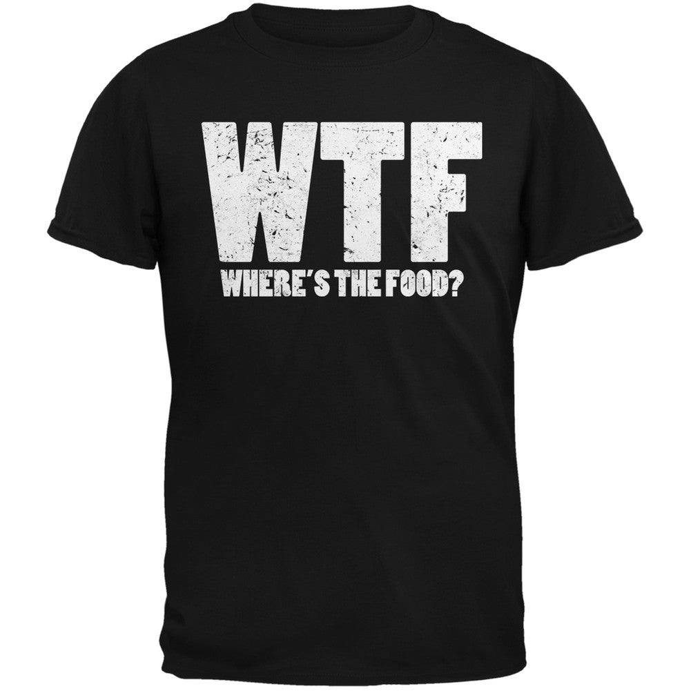 WTF (where's the food?) Black Adult T-Shirt Men's T-Shirts Old Glory 2XL Black 