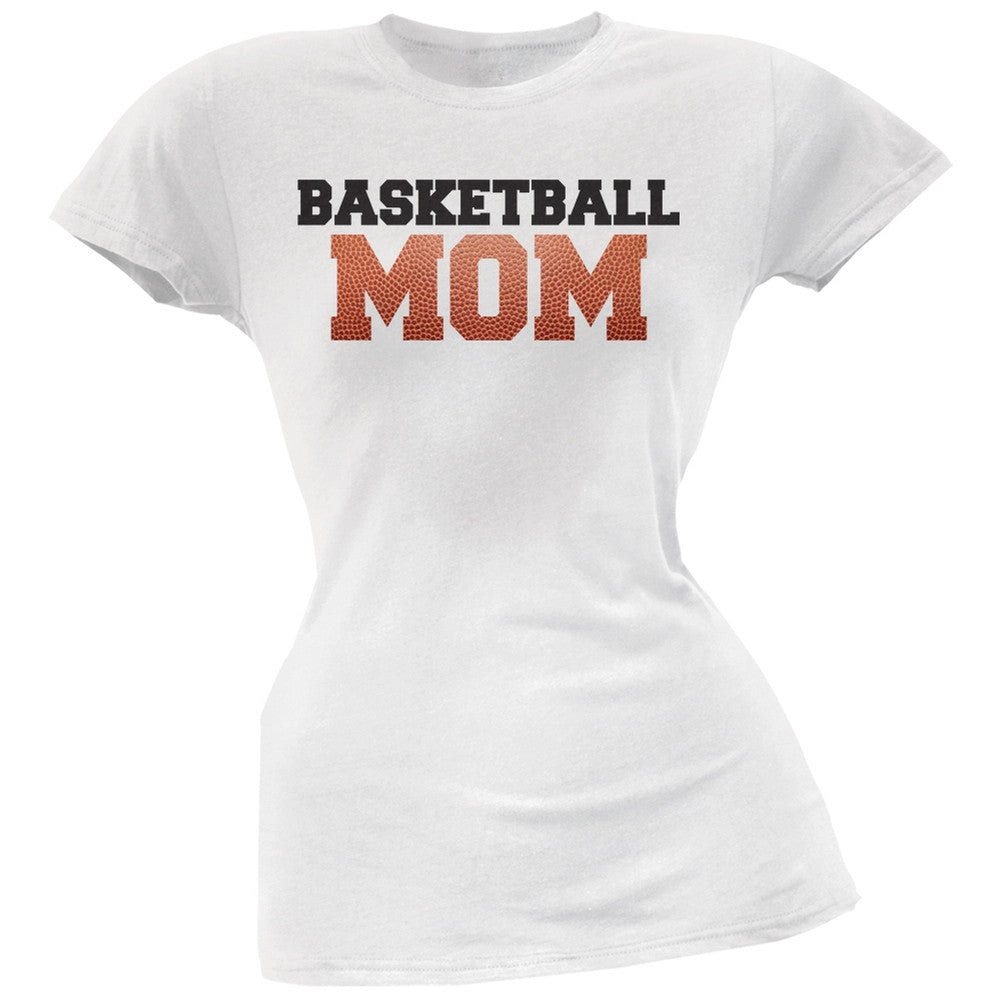 Basketball Mom White Juniors Soft T-Shirt Juniors T-Shirts Old Glory 2XL White 