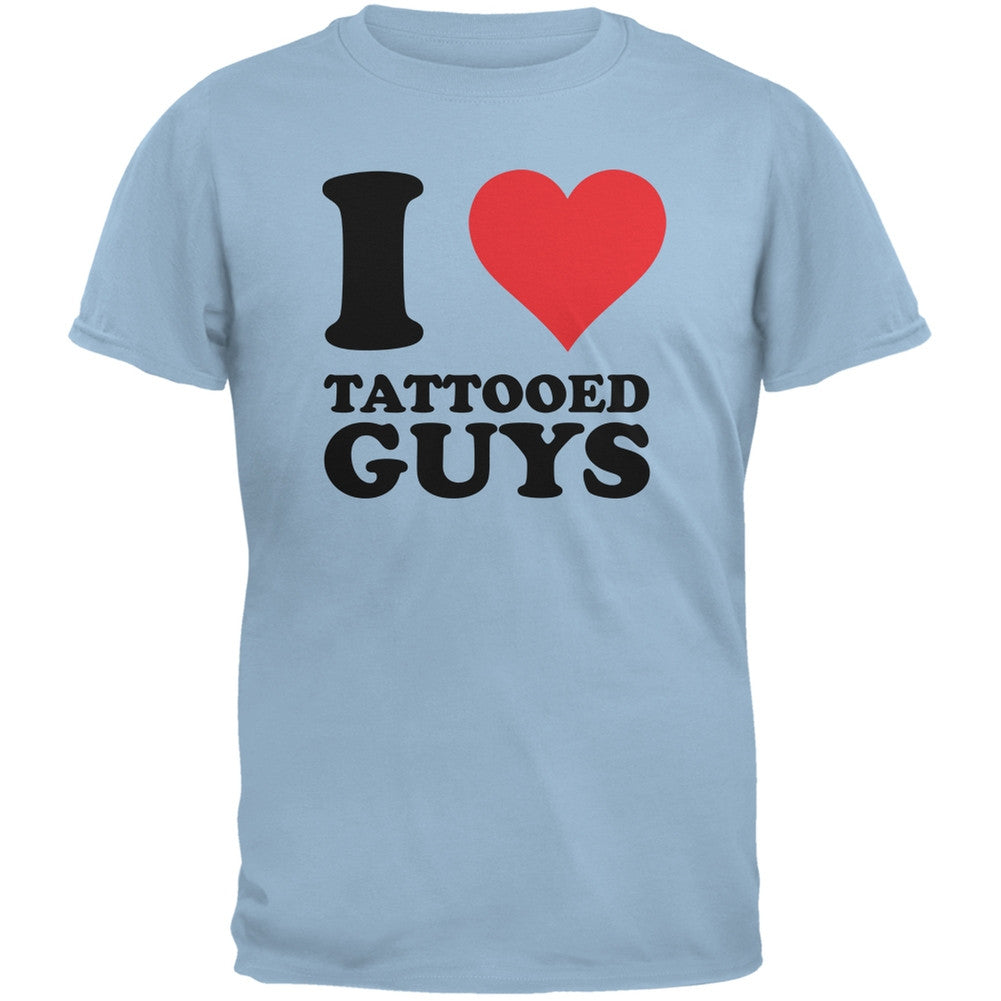 I Heart Tattooed Guys Light Blue Adult T-Shirt Men's T-Shirts Old Glory 2XL Blue 