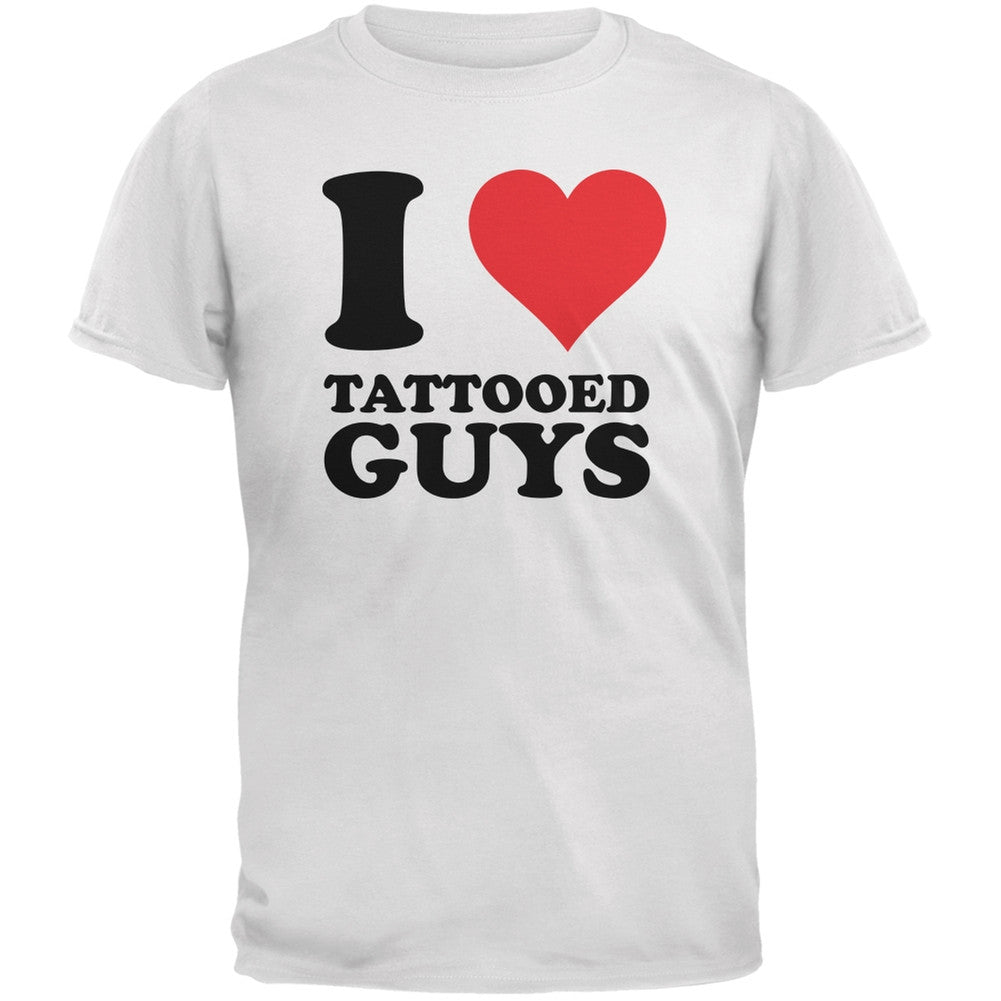 I Heart Tattooed Guys White Adult T-Shirt Men's T-Shirts Old Glory 2XL White 