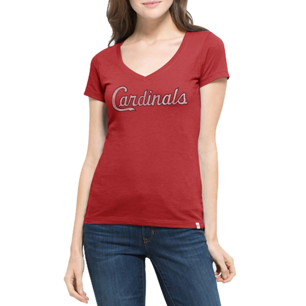 St. Louis Cardinals - Flanker Logo MVP Juniors V-Neck T-Shirt Juniors T-Shirts St. Louis Cardinals LG Red 