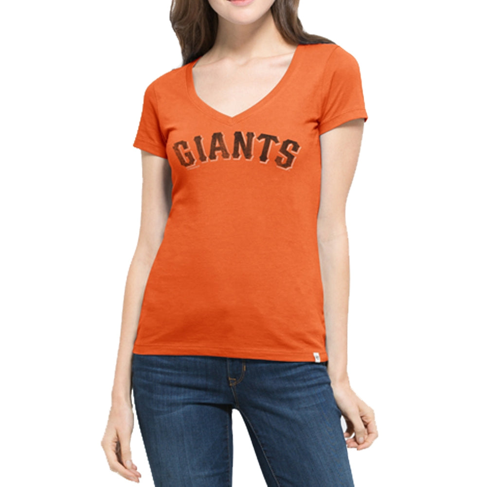 San Francisco Giants - Flanker Logo MVP Juniors V-Neck T-Shirt Juniors T-Shirts San Francisco Giants LG Orange 