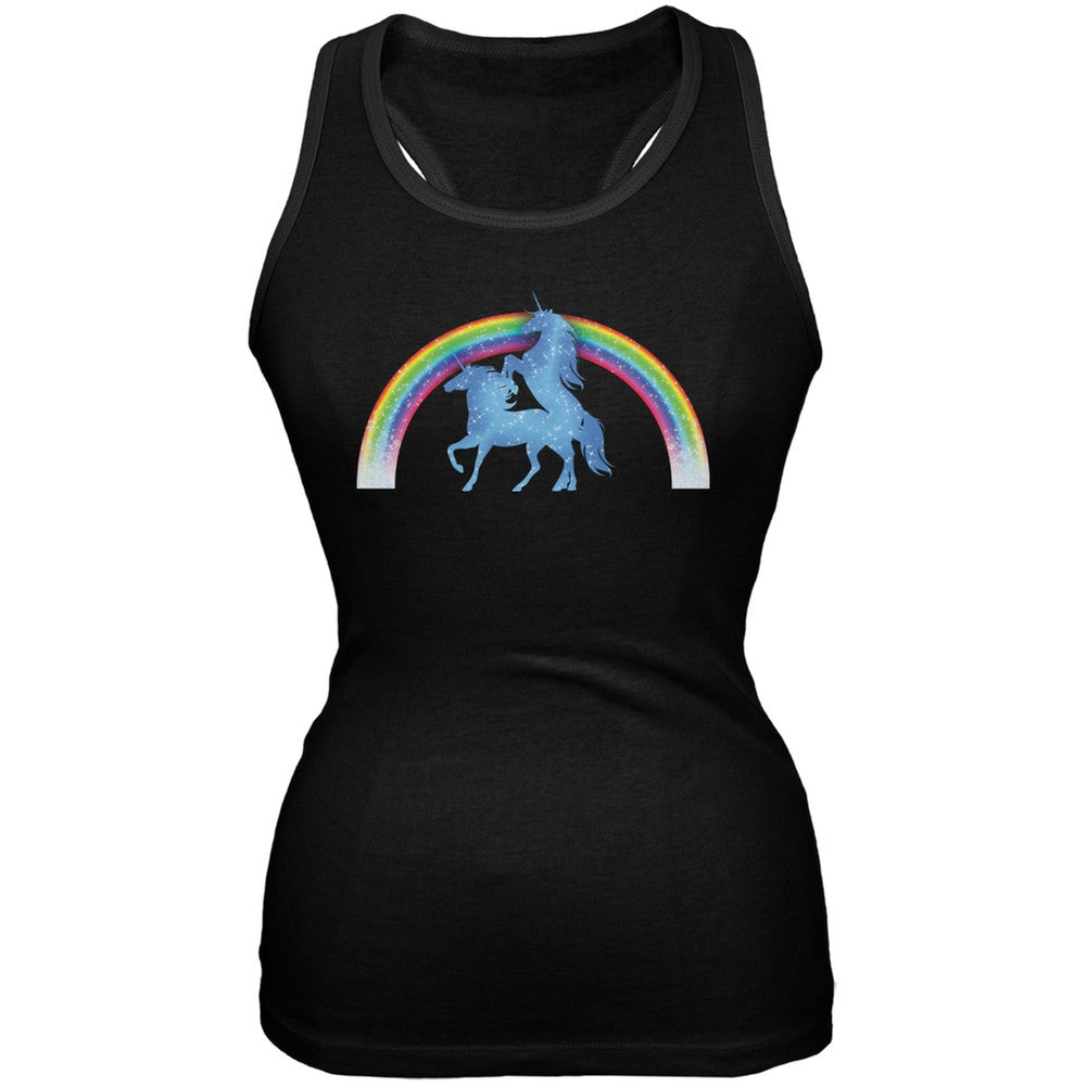 Effing Unicorns Rainbow Funny Black Juniors Soft Tank Top Juniors Tank Tops Old Glory 2XL Black 