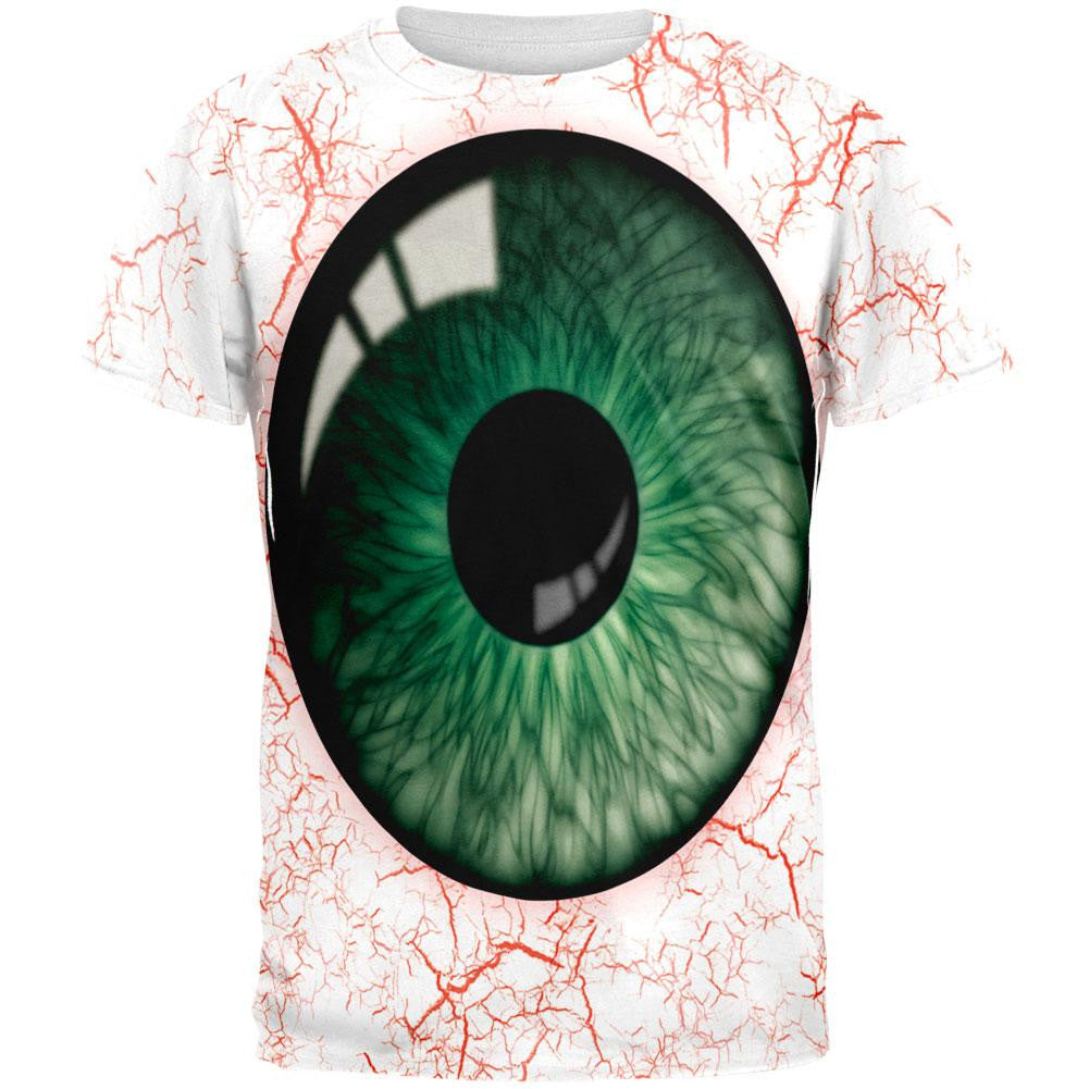 Green Eyeball Costume All Over Adult T-Shirt Men's T-Shirts Old Glory 2XL Green 